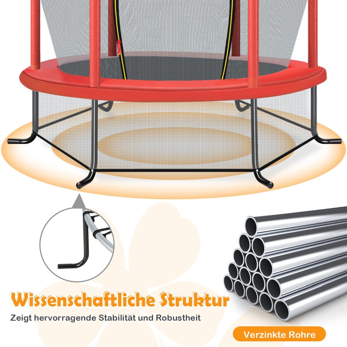 Ø140cm aiabatuut turvavõrguga, kandevõime kuni 135 kg, lastele alates 3. eluaastast, punane
