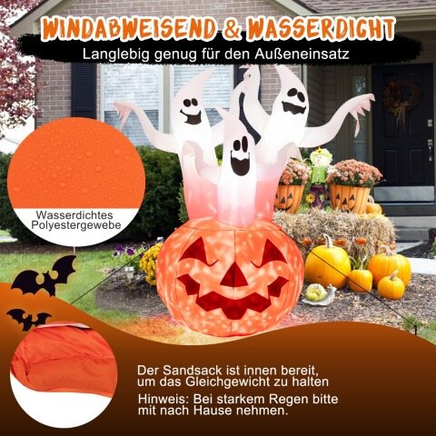Halloweeni kaunistus kummitustega ja kõrvitsatega 140 x 90 x 182 cm