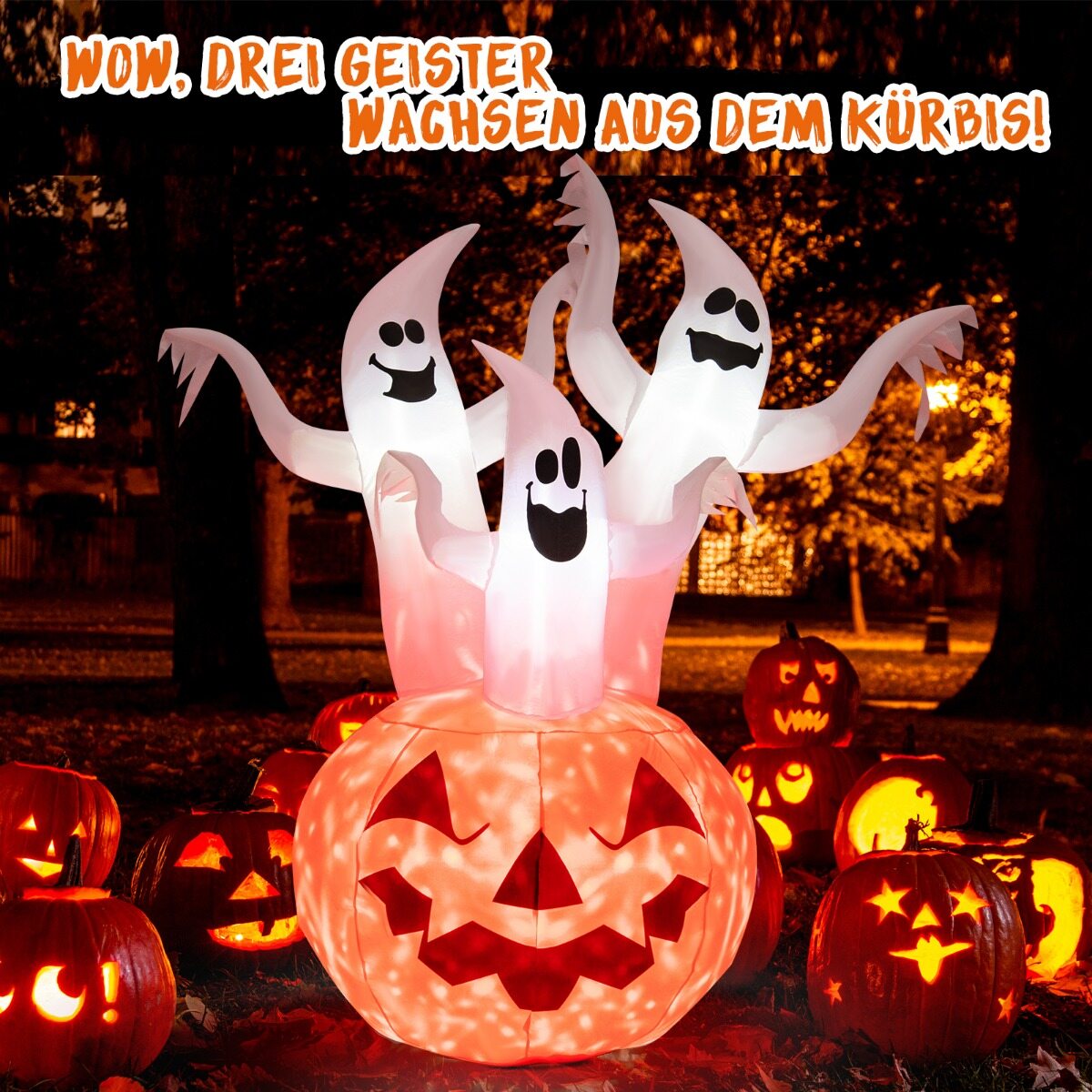 Halloweeni kaunistus kummitustega ja kõrvitsatega 140 x 90 x 182 cm