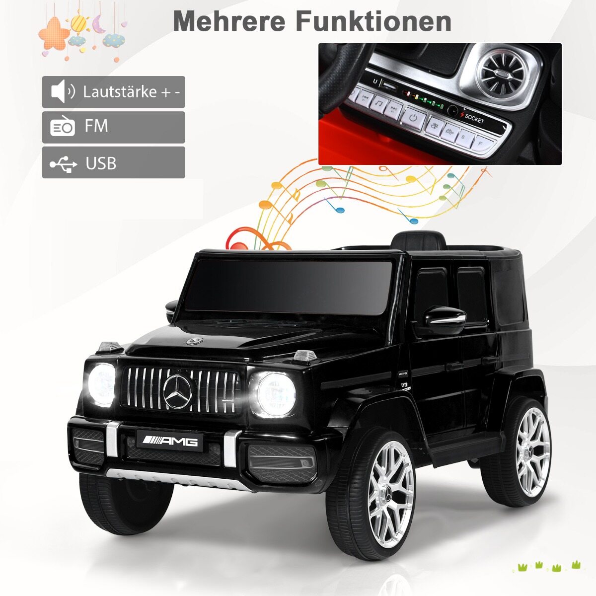 Mercedes Benz elektriauto muusika ja esituledega lastele alates 3. eluaastast must