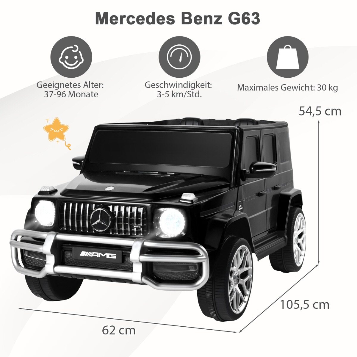 Mercedes Benz elektriauto muusika ja esituledega lastele alates 3. eluaastast must