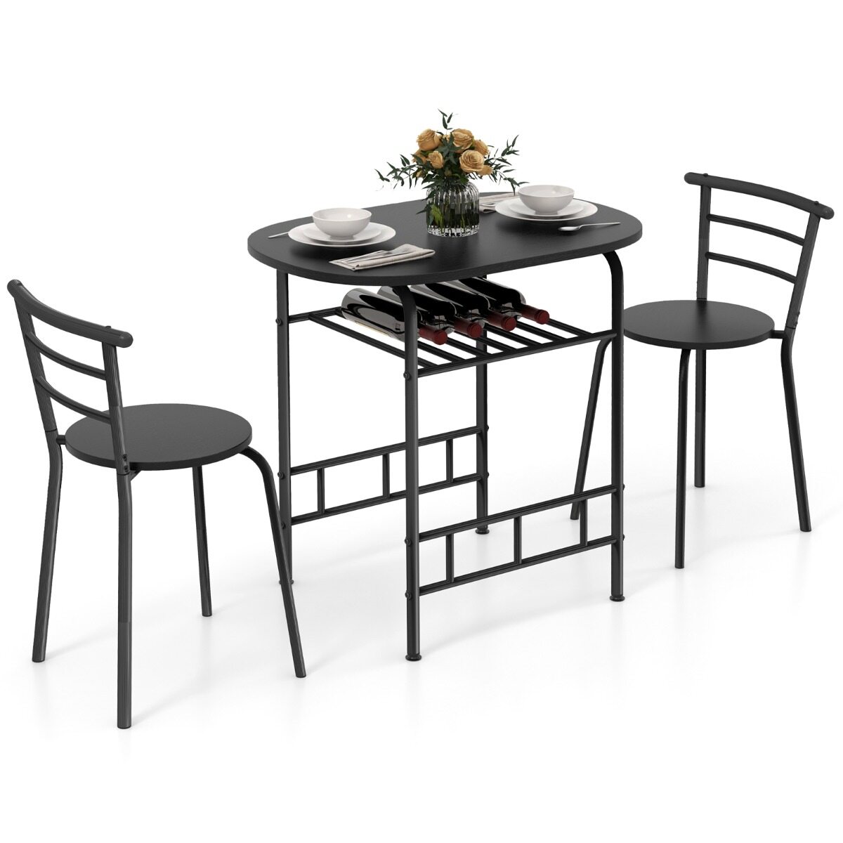 Modern 3Pcs Dining Table Chair Set for Kitchen/Dining Room Modern 3Pcs Dining Table Chair Set for Kitchen/Dining Room