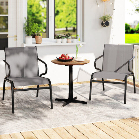 Terrassitoolide komplekt 2 hingava kanga ja metallraamiga - hall