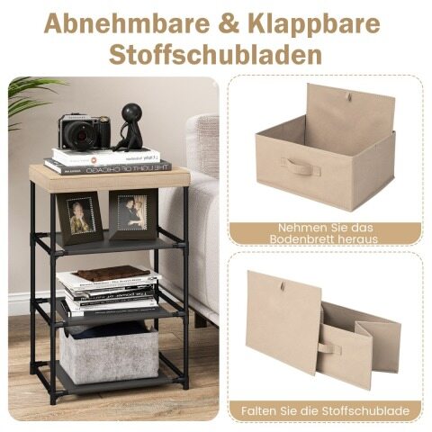 2 riidest sahtlitega öökapi komplekt, metallraamiga abilauad, pruun kangast kummut