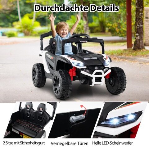 Laste 12 V elektriauto puldiga, elektriline UTV veoauto, laste auto, lastesõiduk, valge
