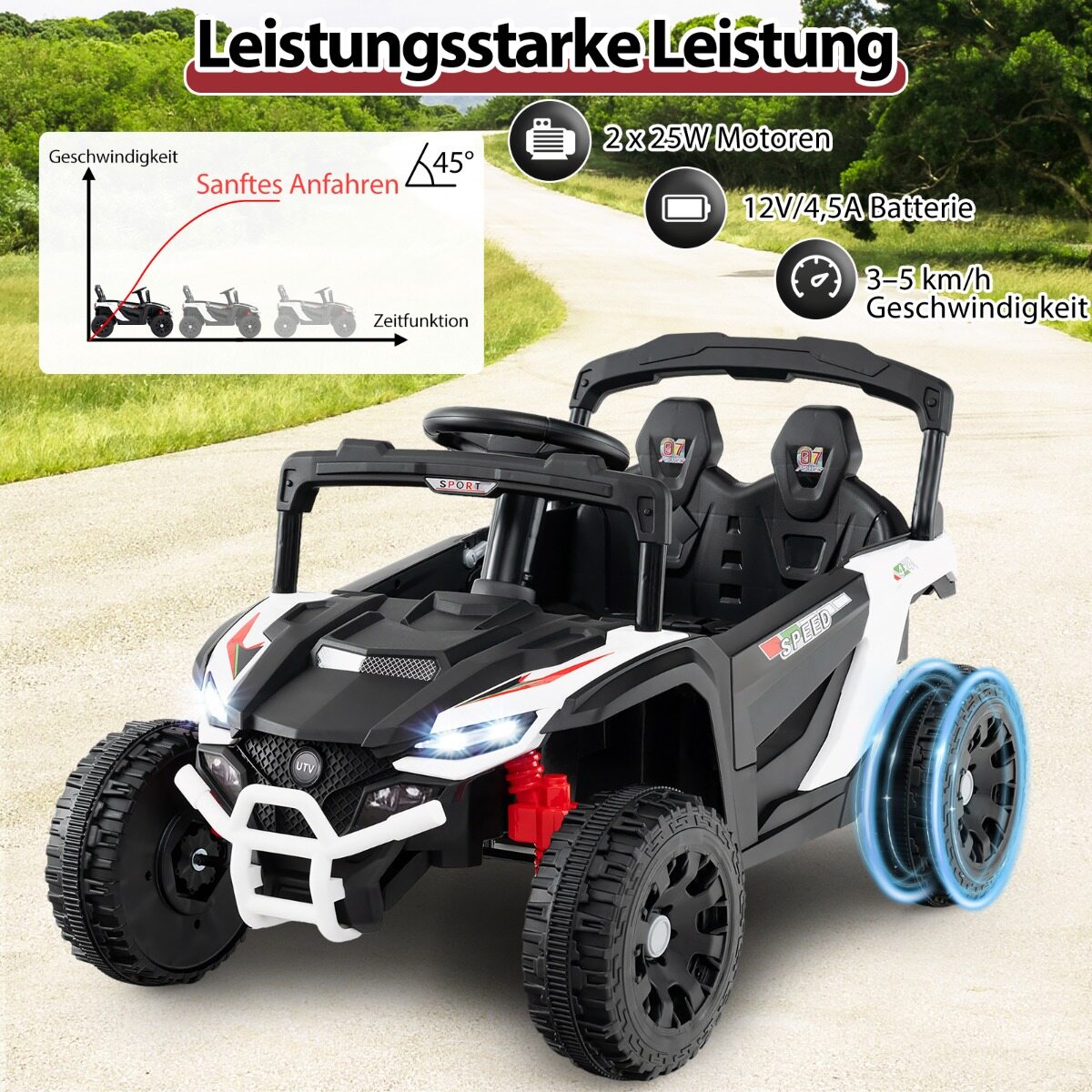Laste 12 V elektriauto puldiga, elektriline UTV veoauto, laste auto, lastesõiduk, valge