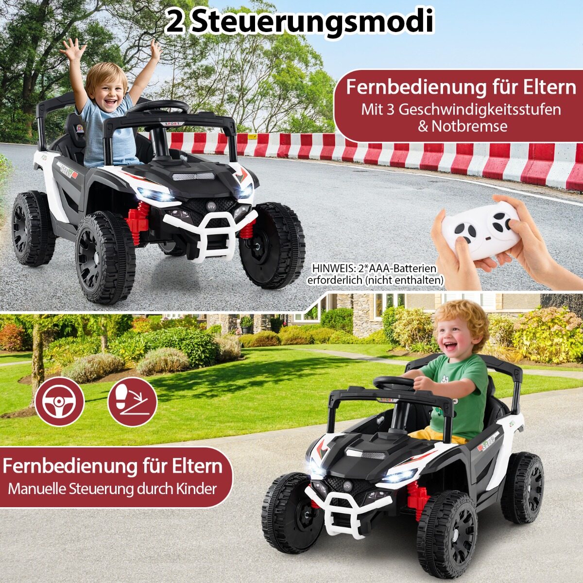 Laste 12 V elektriauto puldiga, elektriline UTV veoauto, laste auto, lastesõiduk, valge
