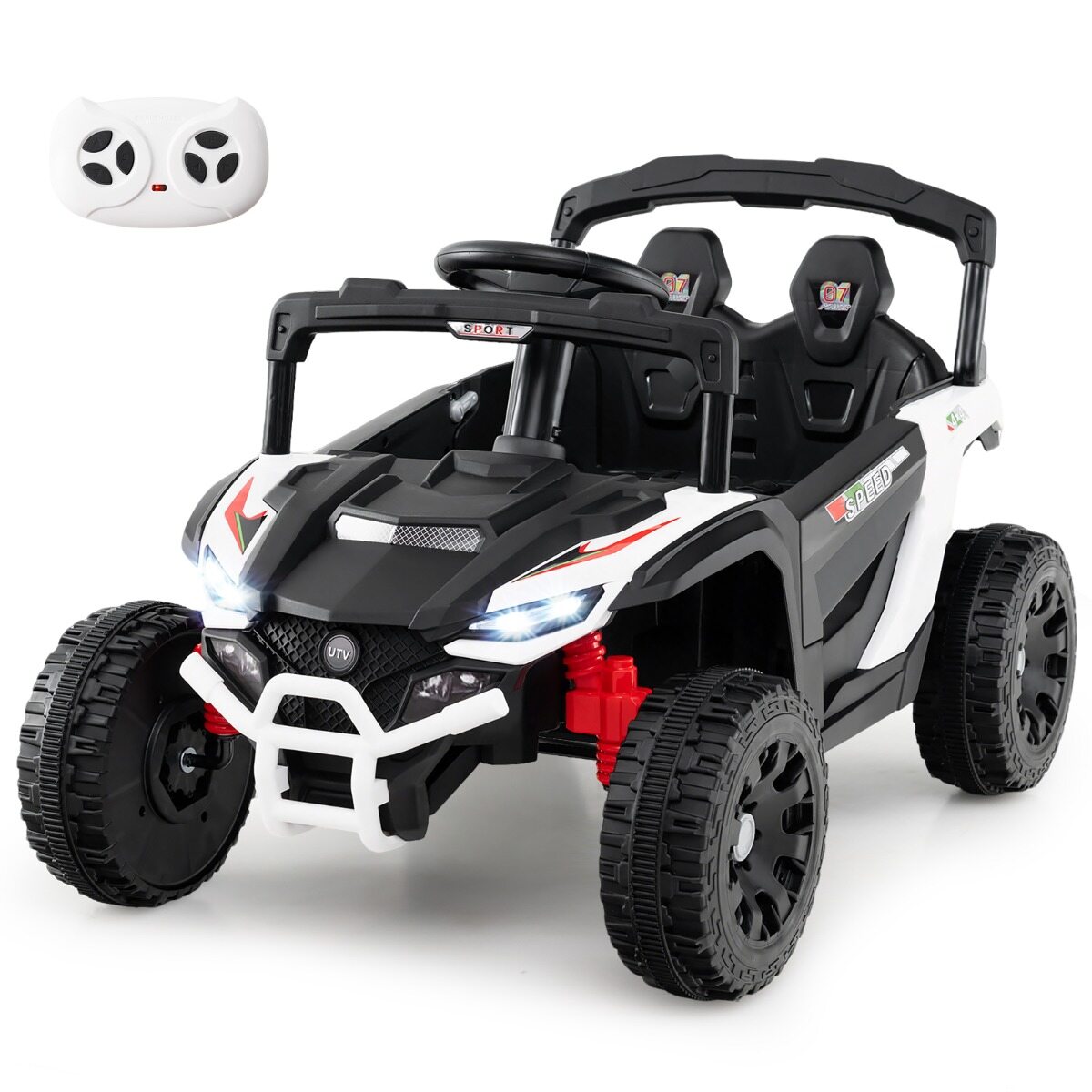 Laste 12 V elektriauto puldiga, elektriline UTV veoauto, laste auto, lastesõiduk, valge