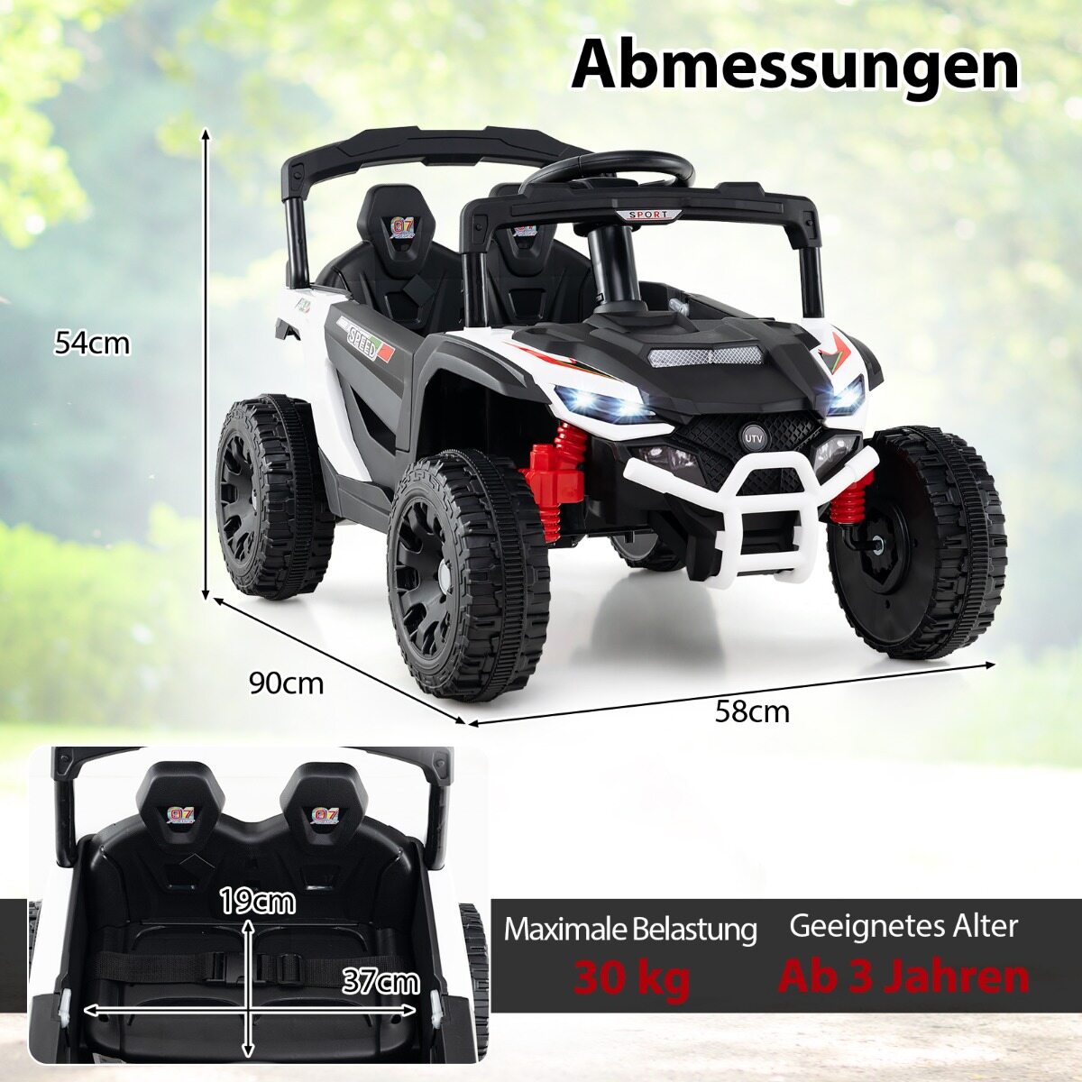 Laste 12 V elektriauto puldiga, elektriline UTV veoauto, laste auto, lastesõiduk, valge