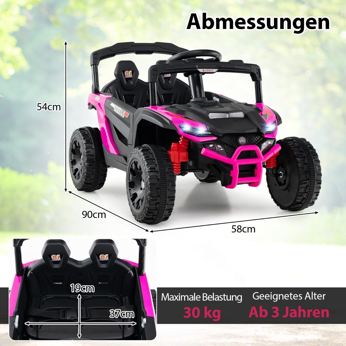 Laste 12 V elektriauto puldiga Elektriline UTV veoauto Lasteauto Laste sõiduk Roosa