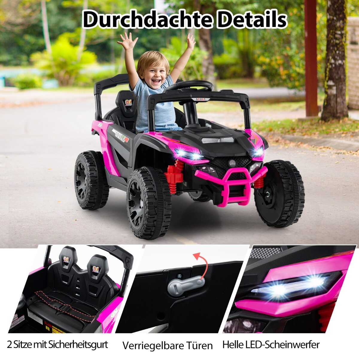 Laste 12 V elektriauto puldiga Elektriline UTV veoauto Lasteauto Laste sõiduk Roosa