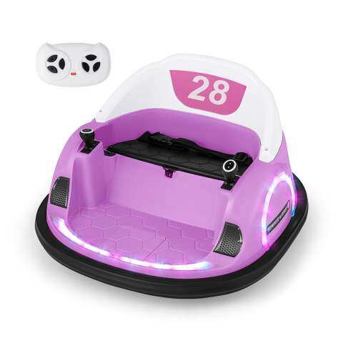 Pealeistutav põrkeauto väikelastele 12 V elektriline 360° pöörlev mänguauto puldiga, roosa