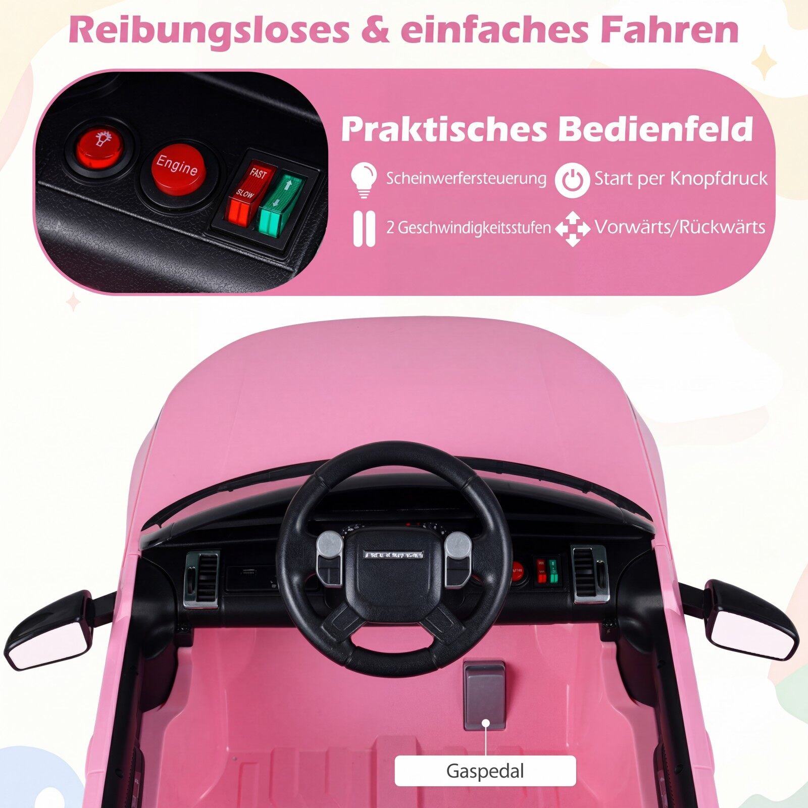 12 V Land Rover laste elektriauto vedrustusega LED-muusika juhtmevaba lastele alates 3. eluaastast roosa