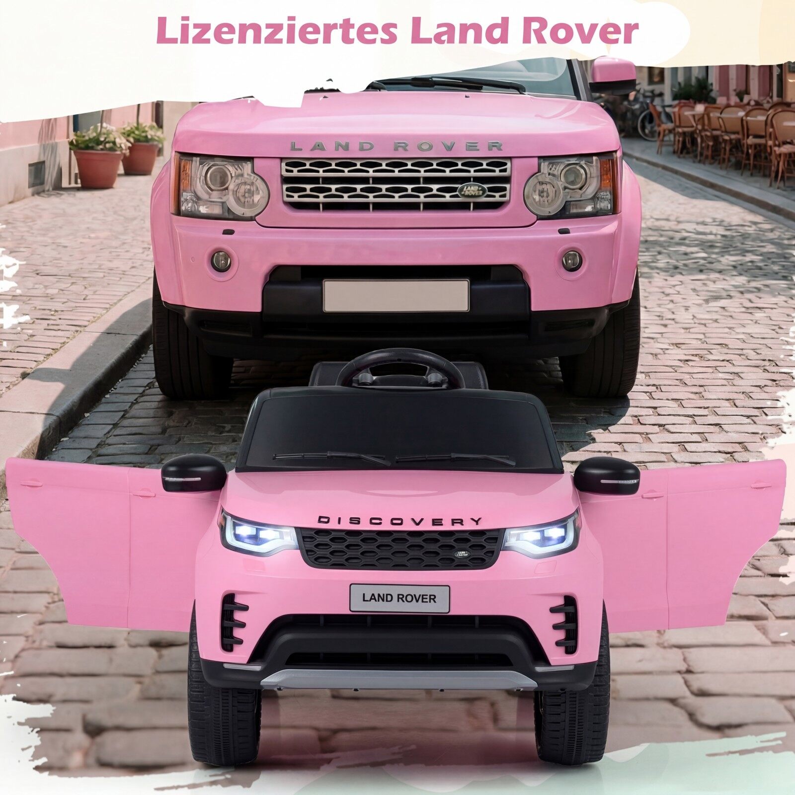 12 V Land Rover laste elektriauto vedrustusega LED-muusika juhtmevaba lastele alates 3. eluaastast roosa