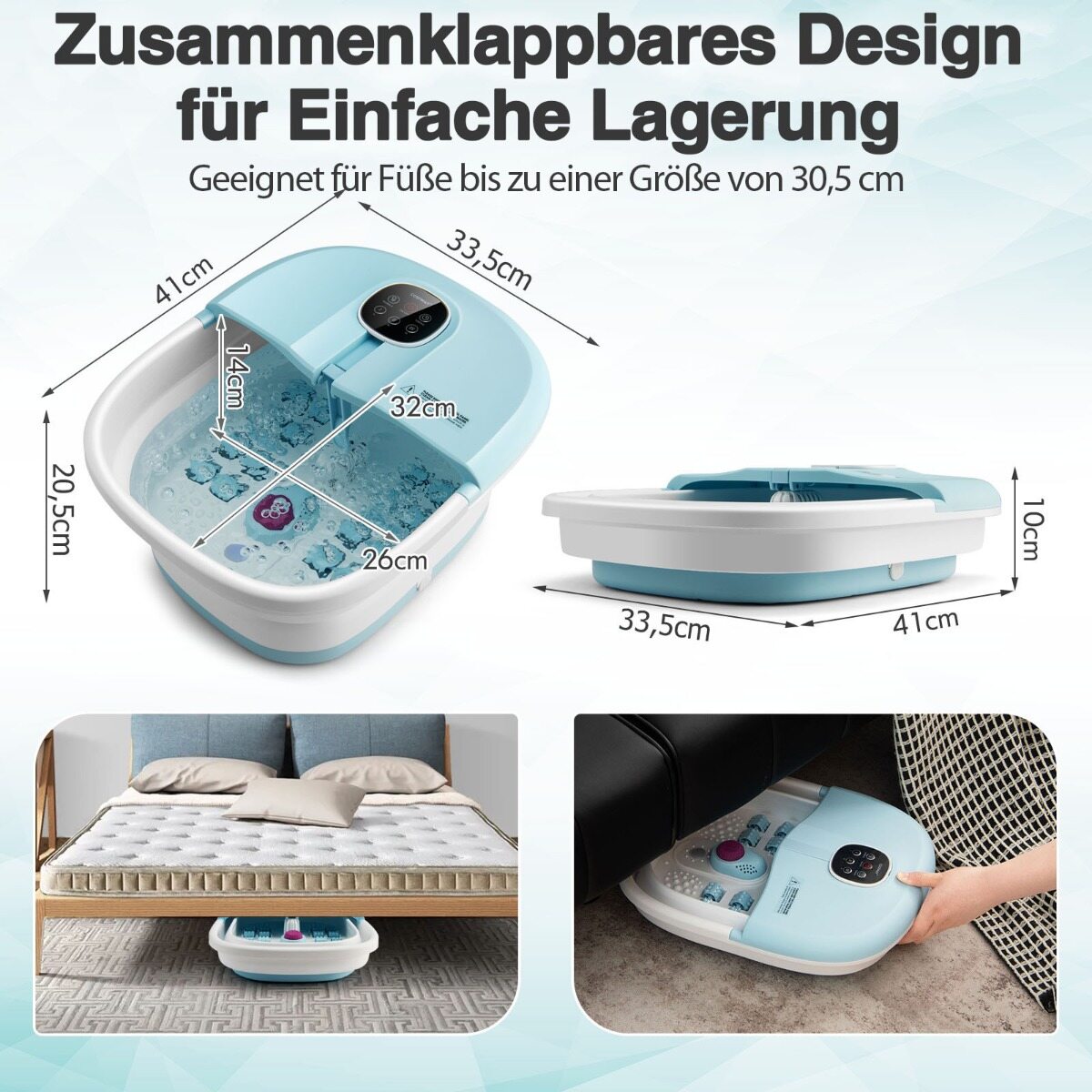 Kokkupandav soojendusega jalamassaažiseade 33,5 x 41 x 20,5 cm