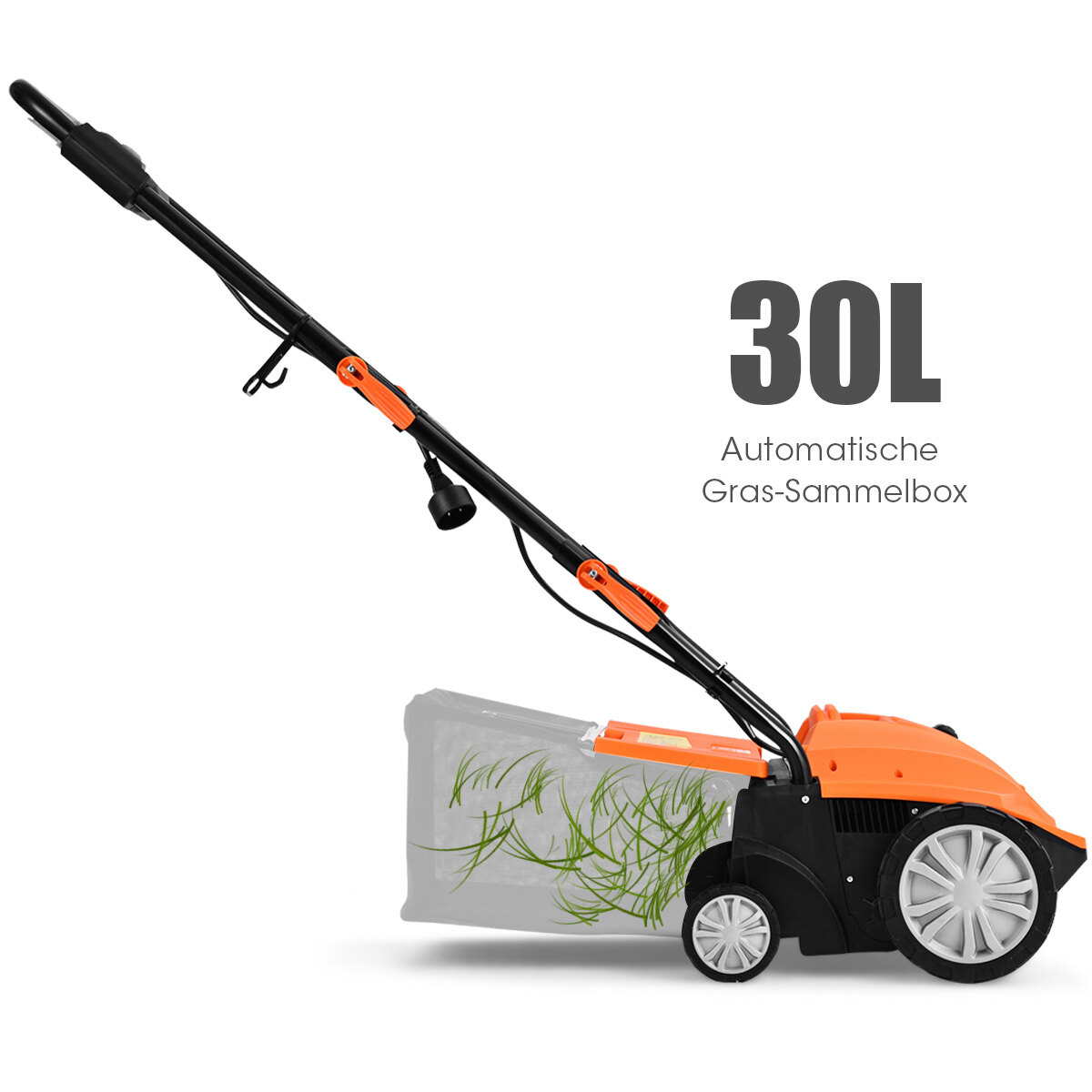 Elektriline muruniiduk-aeraator 1500 W, 3 taset, töösügavus 32 cm, töölaius 104,5 x 51 x 103 cm, oranž