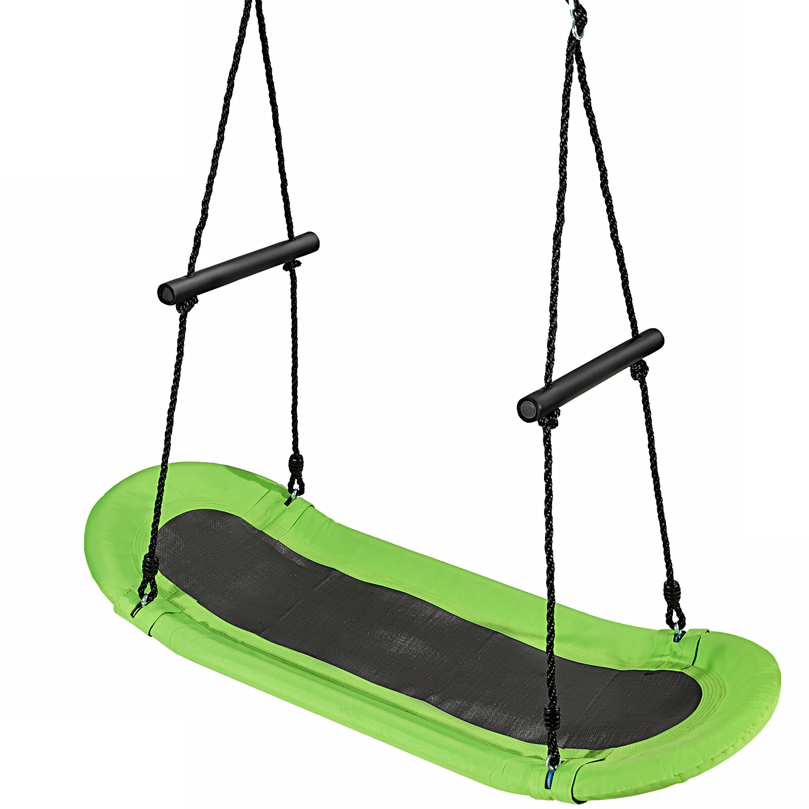 Pesakiik laste puukiik 100-180cm reguleeritava köiega rippuva kiigega roheline 123x45cm