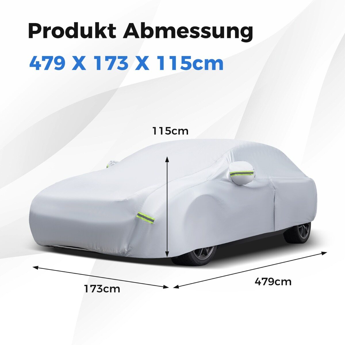 Autokate lukuga ja taskuga Ilmastikukindel autokate 479 x 173 x 115 cm Hõbedane