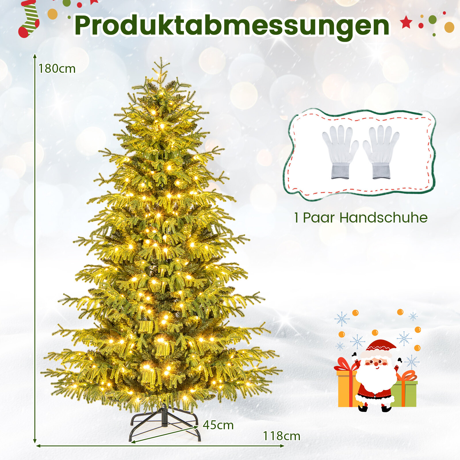 180 cm kunstkuusk valgustusega, kuusepuu, jõulupuu, roheline
