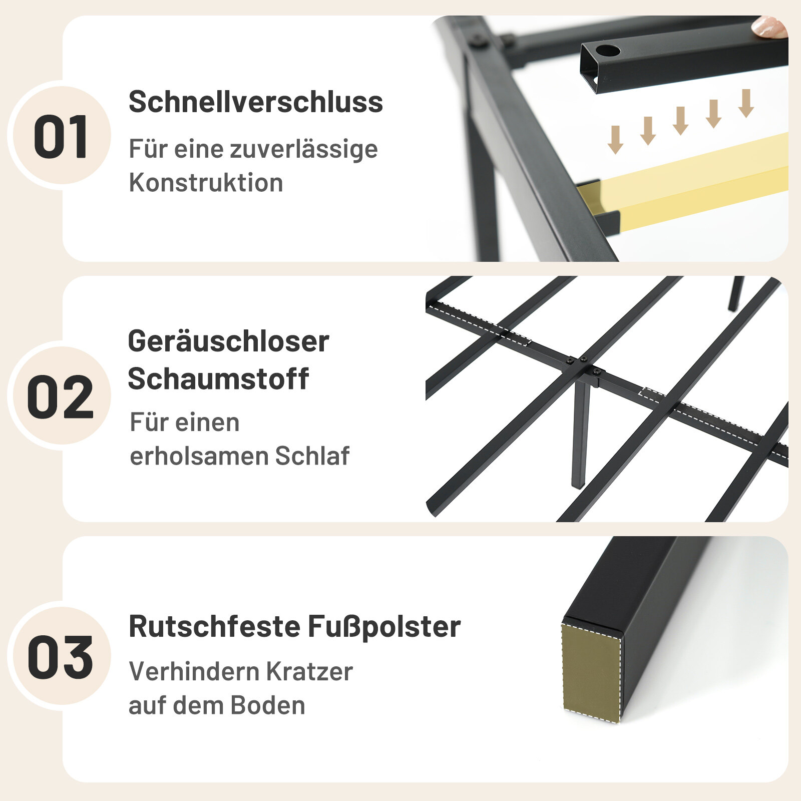 Täismõõdus metallist voodiraam, madratsiplatvormvoodi, voodi all panipaik, must