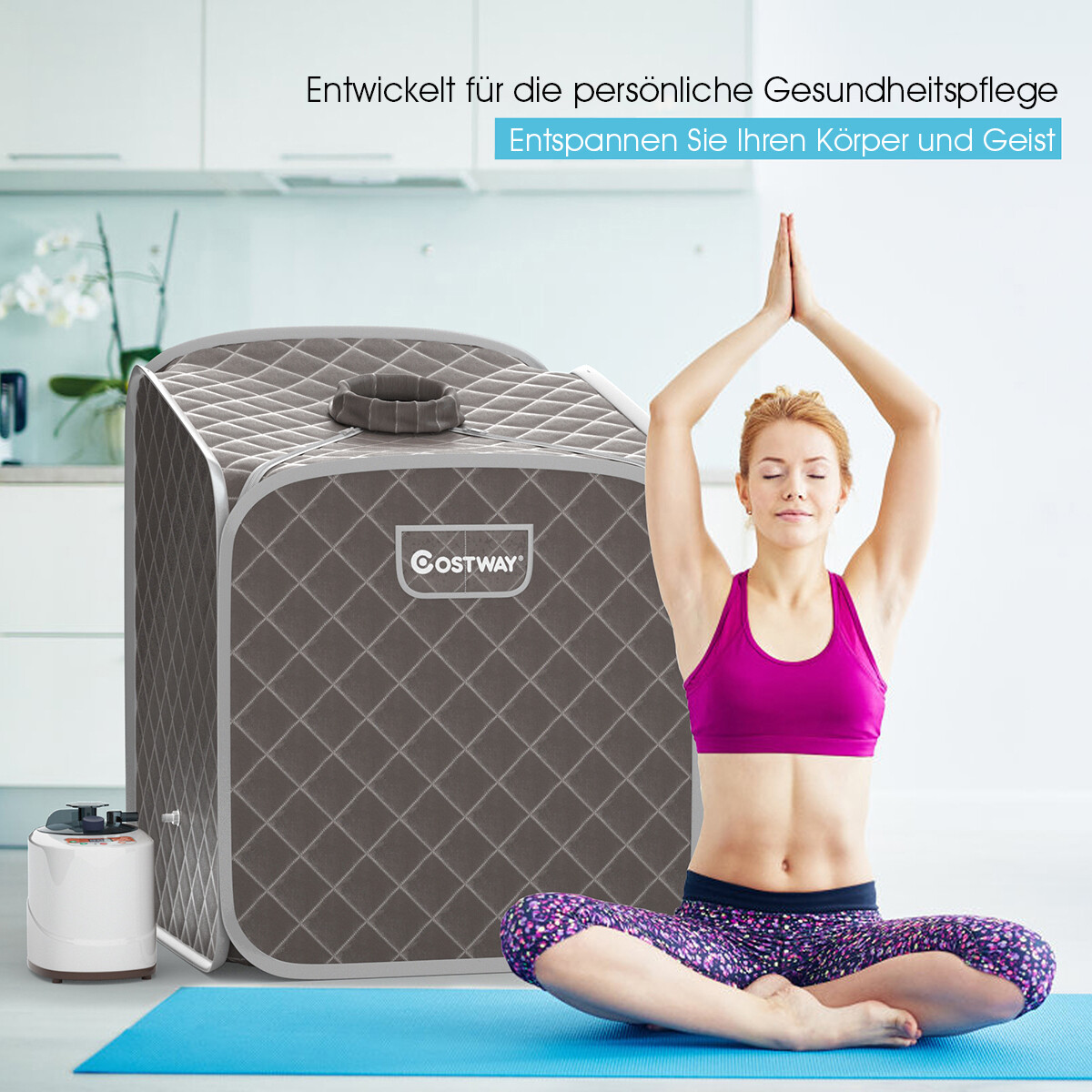 Kaasaskantav aurusaun, spaa tooli jalamassaažirulli ja imava matiga, 9 reguleeritavat temperatuuri, siseruumides asuv spaakabiin, hall