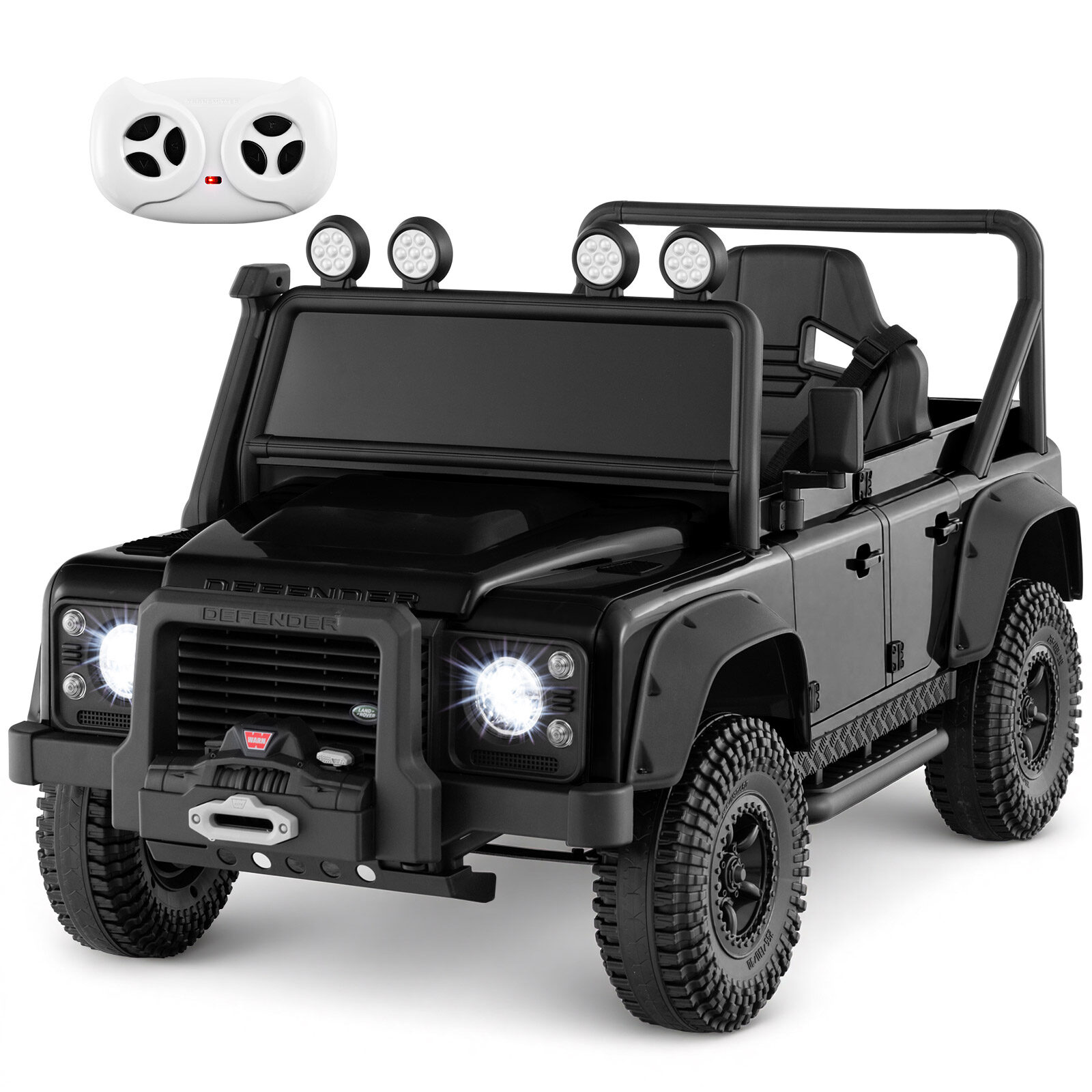 Land Rover Defender elektriauto lastele vanemate puldiga, must