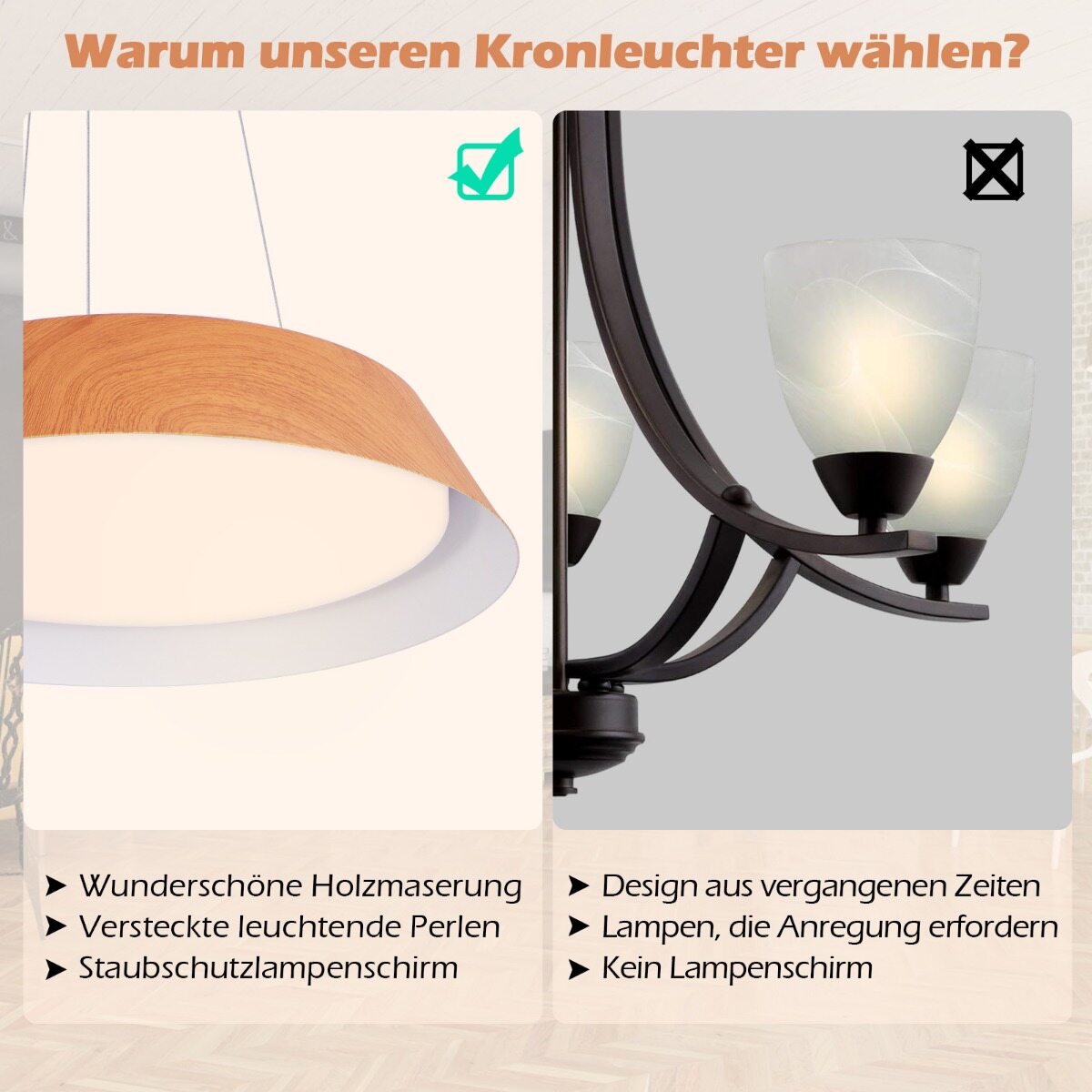 21 W LED-laevalgusti, energiasäästlik laelamp puiduimitatsiooniga metallraamiga, naturaalne