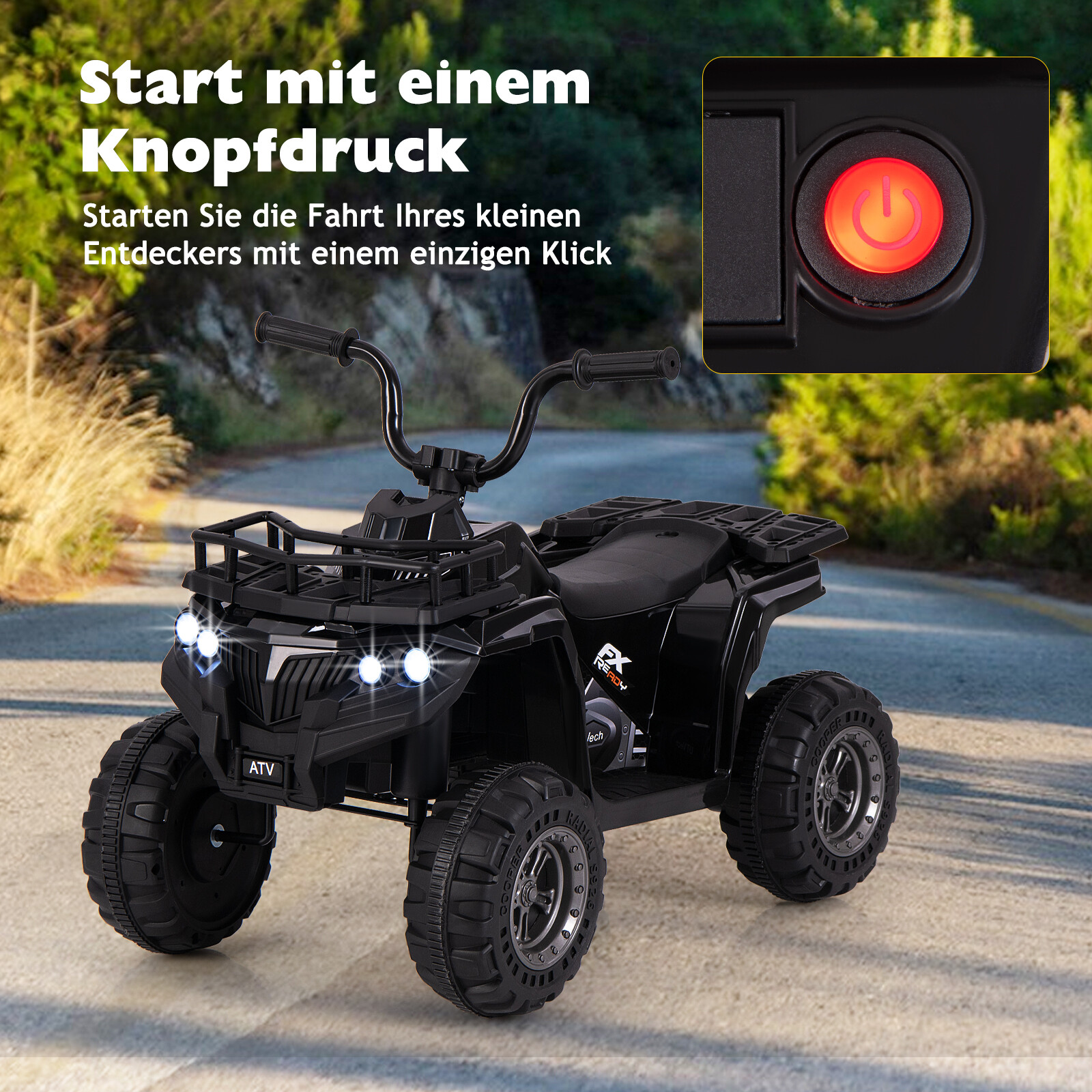 6 V laste elektriline ATV edasi- ja tagasikäiguga elektriauto ATV laste ATV must