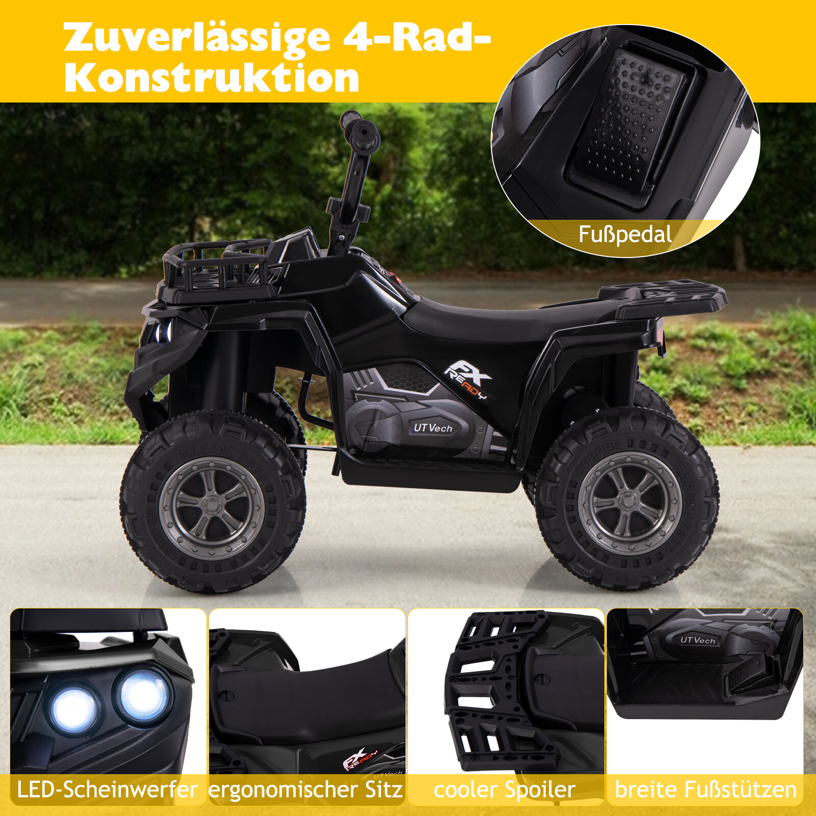 6 V laste elektriline ATV edasi- ja tagasikäiguga elektriauto ATV laste ATV must
