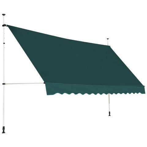 400 cm käsitsi sissetõmmatav varikatus, reguleeritava kõrgusega, 200–300 cm varikatus alumiiniumist ja UV-kindlast Oxford-kangast, roheline