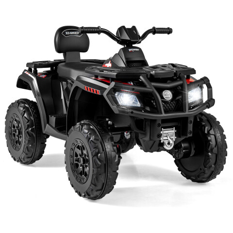 Laste ATV 24 V 2-kohaline 4-rattaline elektriauto 4 mootoriga, sujuv käivitus ja vedrustus, LED-tuled, muusika, lasteauto, must