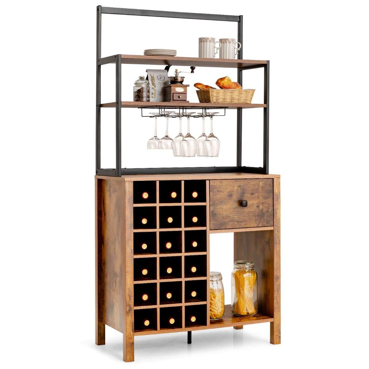 Köögikapp 160 cm buffet-kapp veiniriiuli ja sahtliga 74 x 40 x 160 cm