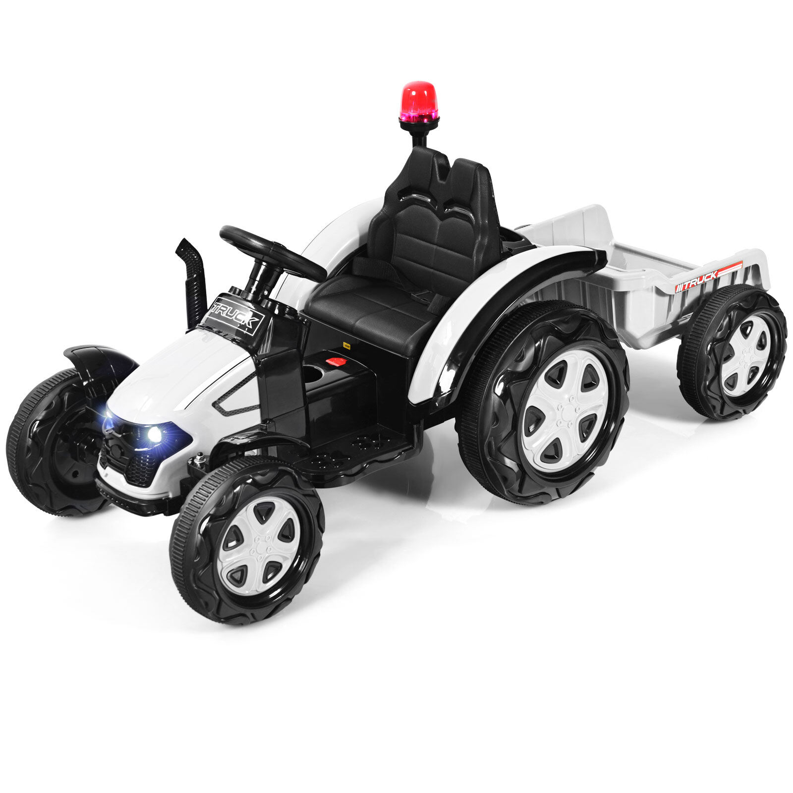 Mängutraktor haagisega lastele 12 V pealeistutav traktor 151 x 68 x 70 cm valge