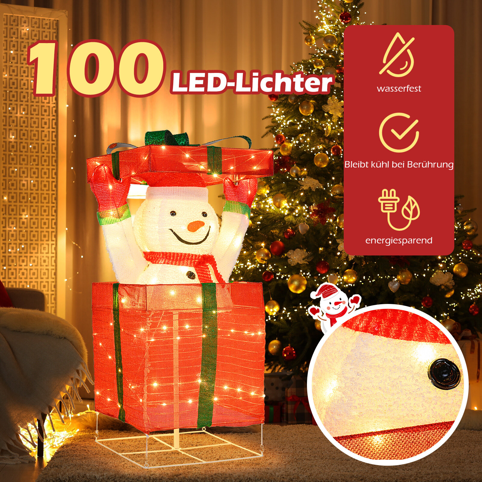 LED-lumememm kinkekarbis 100 sooja valge LED-tulega - valgustatud jõulukaunistus
