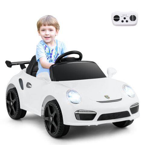 12 V laste elektriauto puldi ja pehme käivitusega, litsentseeritud Porsche elektriauto, valge