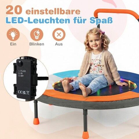 Ø90 cm laste batuut LED-valgustuse, käepideme ja kandekotiga, minibatuut, tumesinine
