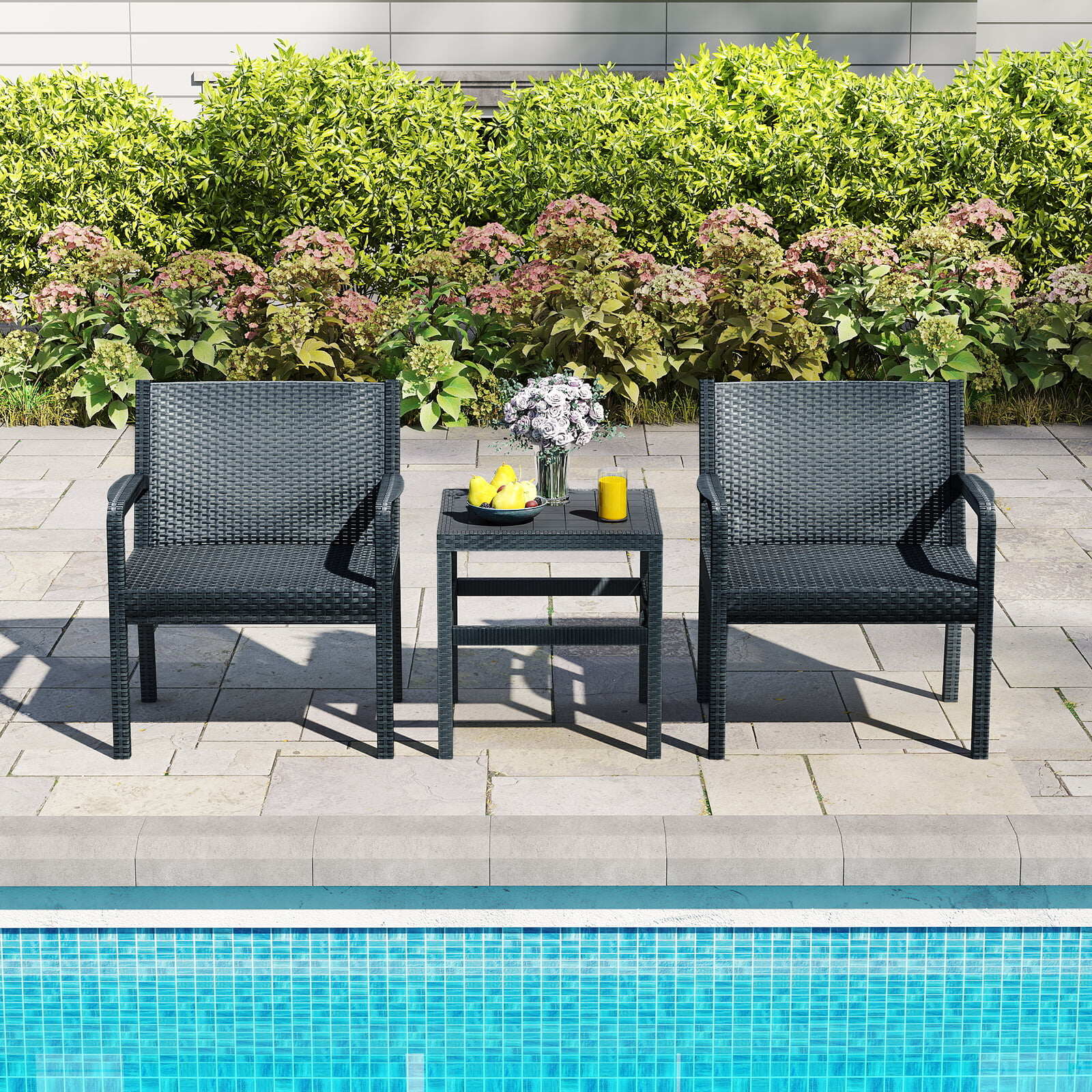 Set mobili da giardino 3 pezzi grigio