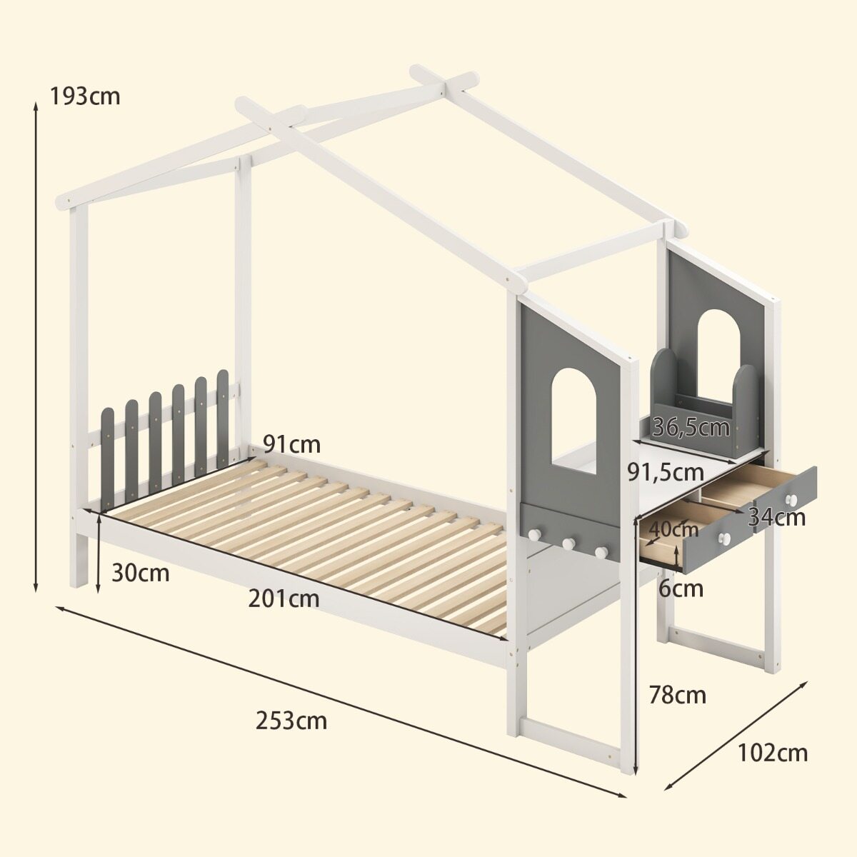 Immagine prodotto - Letto a casetta con scrivania