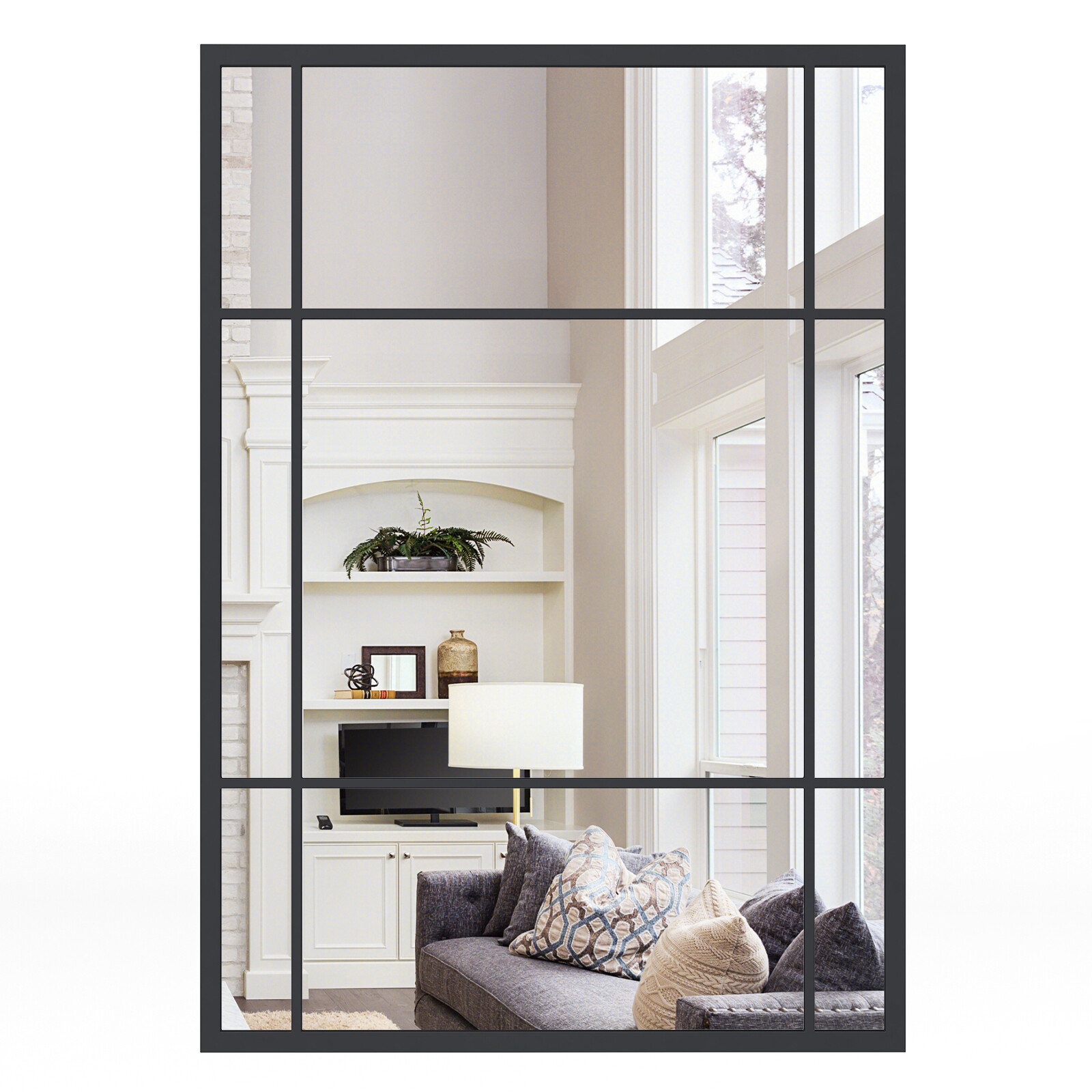 Rectangular wall mirror with metal frame, decorative hanging mirror, 100 x 70 cm