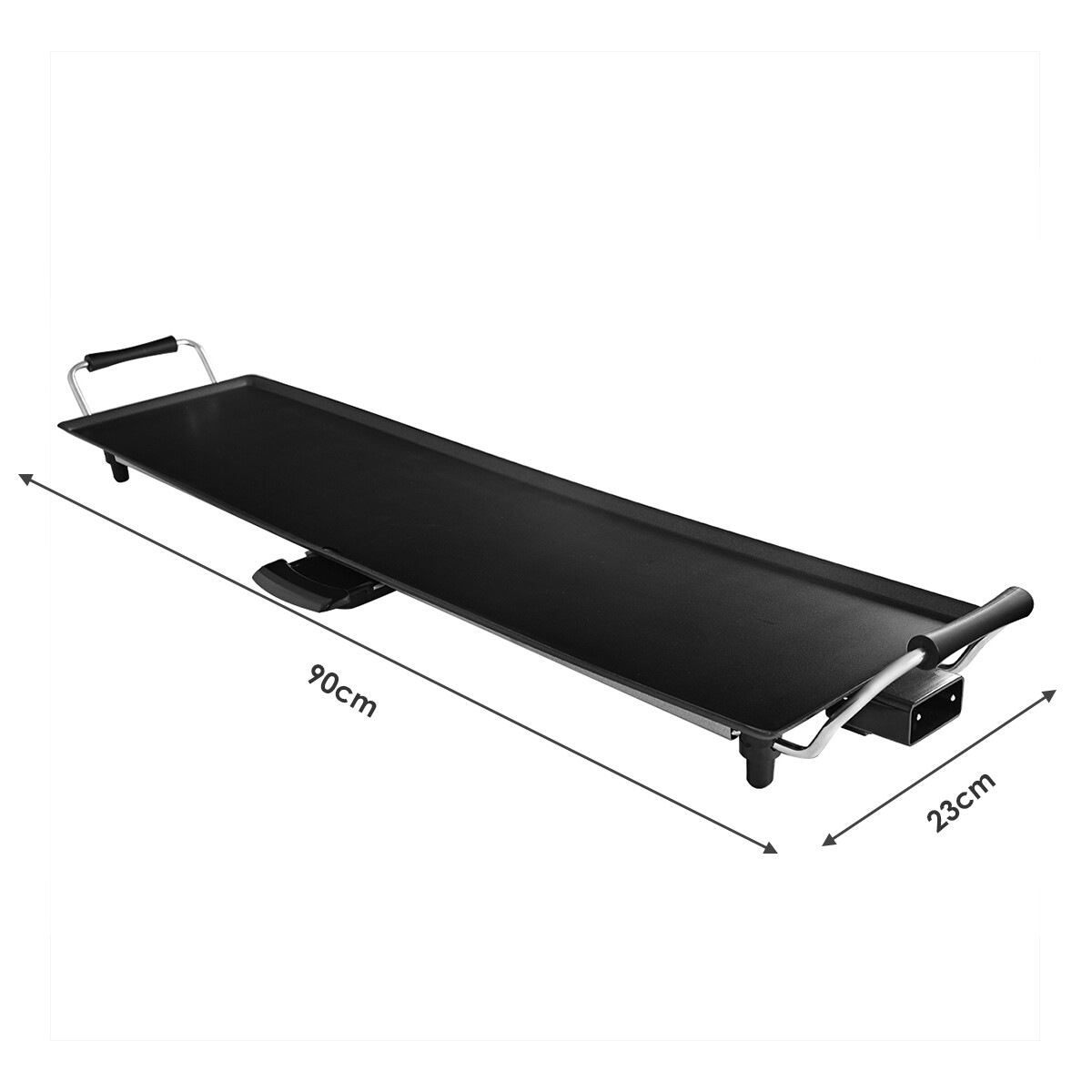 1800 W elektriline grillpann siseruumidesse, BBQ, reguleeritava temperatuuriga, 90 x 23 cm, must