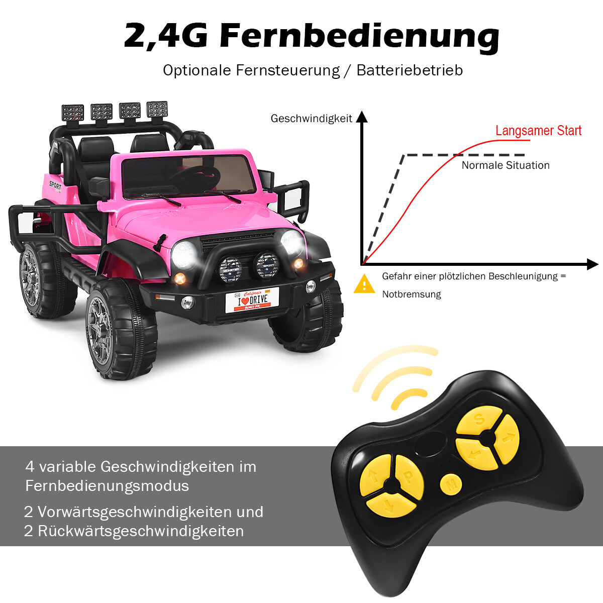 vidaXL kahekohaline akutoitel elektrisõiduk lastele 123 x 80 x 80 cm roosa