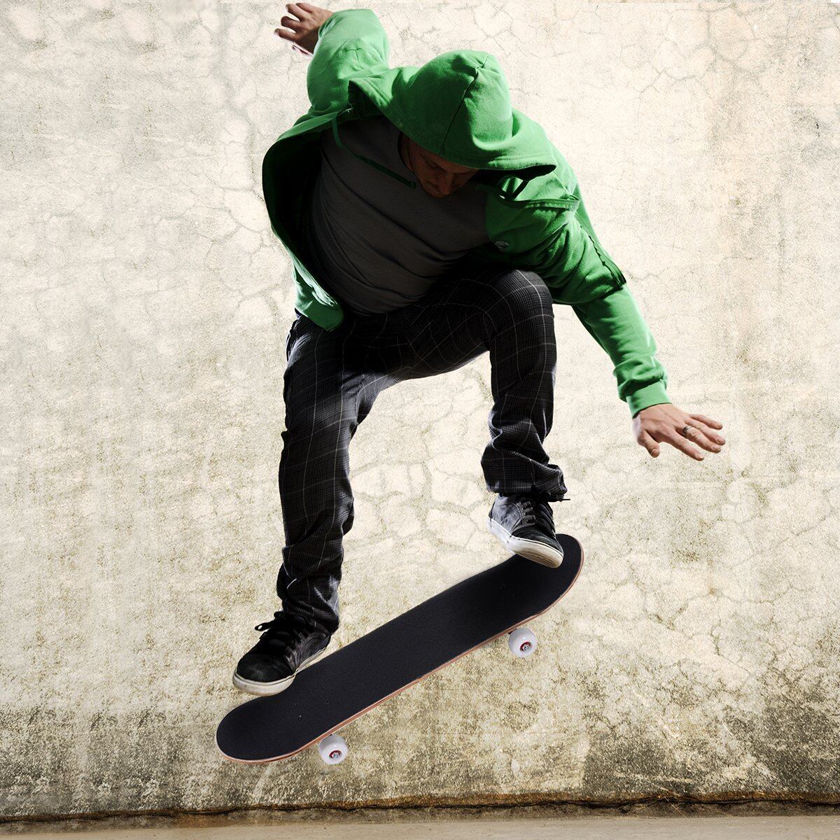 Rula, komplekt, Funboard, Minicruiser, puidust, Longboard, 20x79cm - must