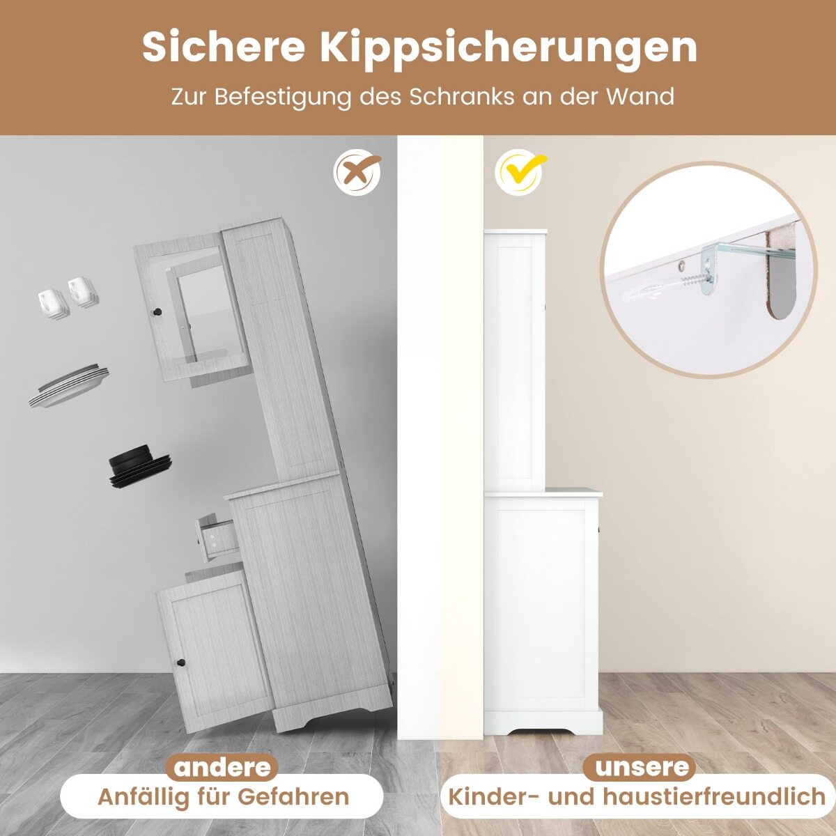 170 cm köögikapp vaheseinaga, 4 uksega eraldiseisev kapp karastatud klaasist ustega, 3 reguleeritavat riiulit, 2 sahtlit, valge