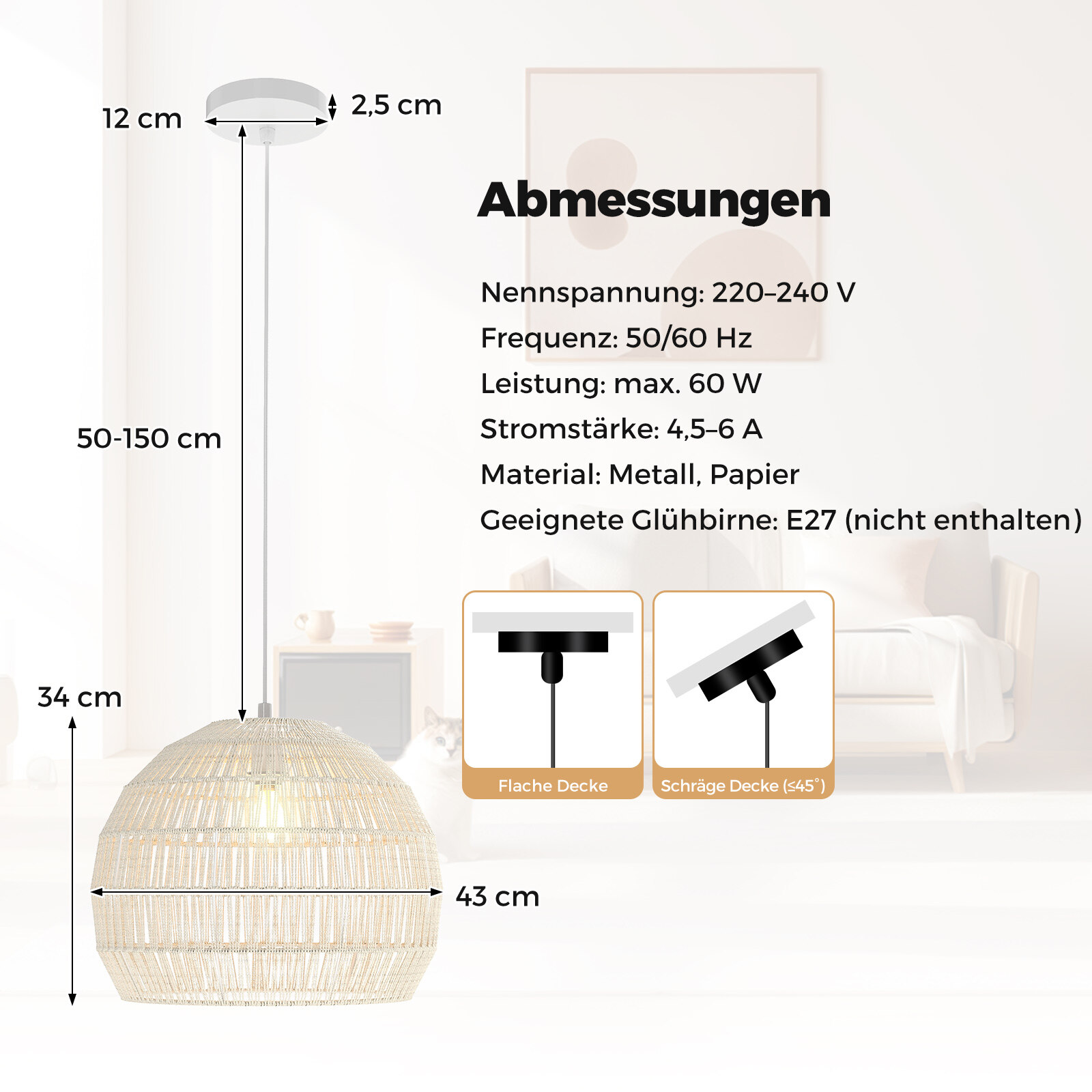 Punutud rippvalgusti Boho laevalgusti reguleeritava riputuskõrgusega beež ripplamp