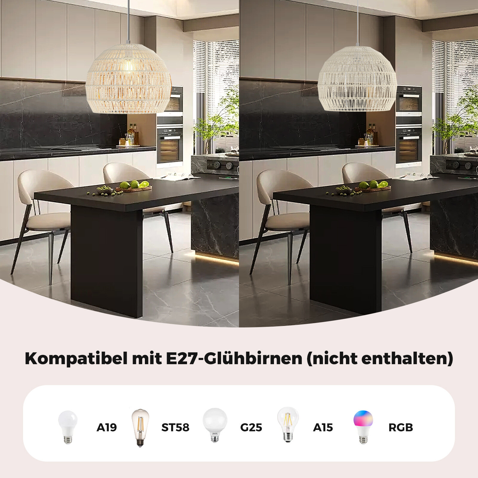 Punutud rippvalgusti Boho laevalgusti reguleeritava riputuskõrgusega beež ripplamp