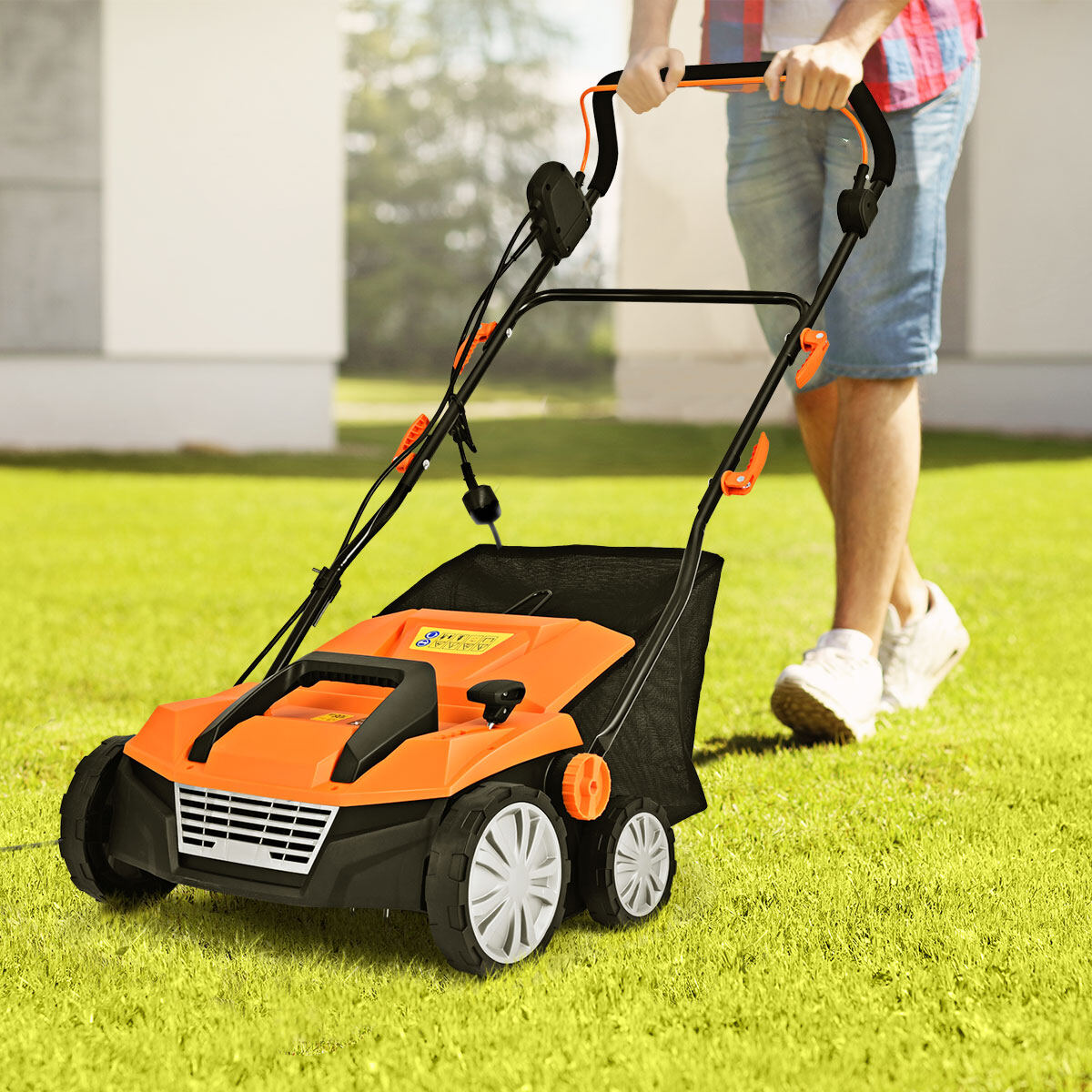 Elektriline muruniiduk-aeraator 1800 W, 2 töösügavustaset, 67 x 58 x 86 - 104 cm, oranž