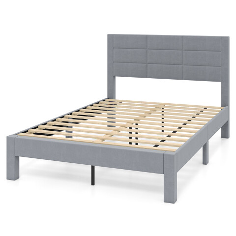 Voodiraam 200 x 140 cm madratsile, sametkangast polsterdatud kaheinimesevoodi raam, platvormvoodi, hall