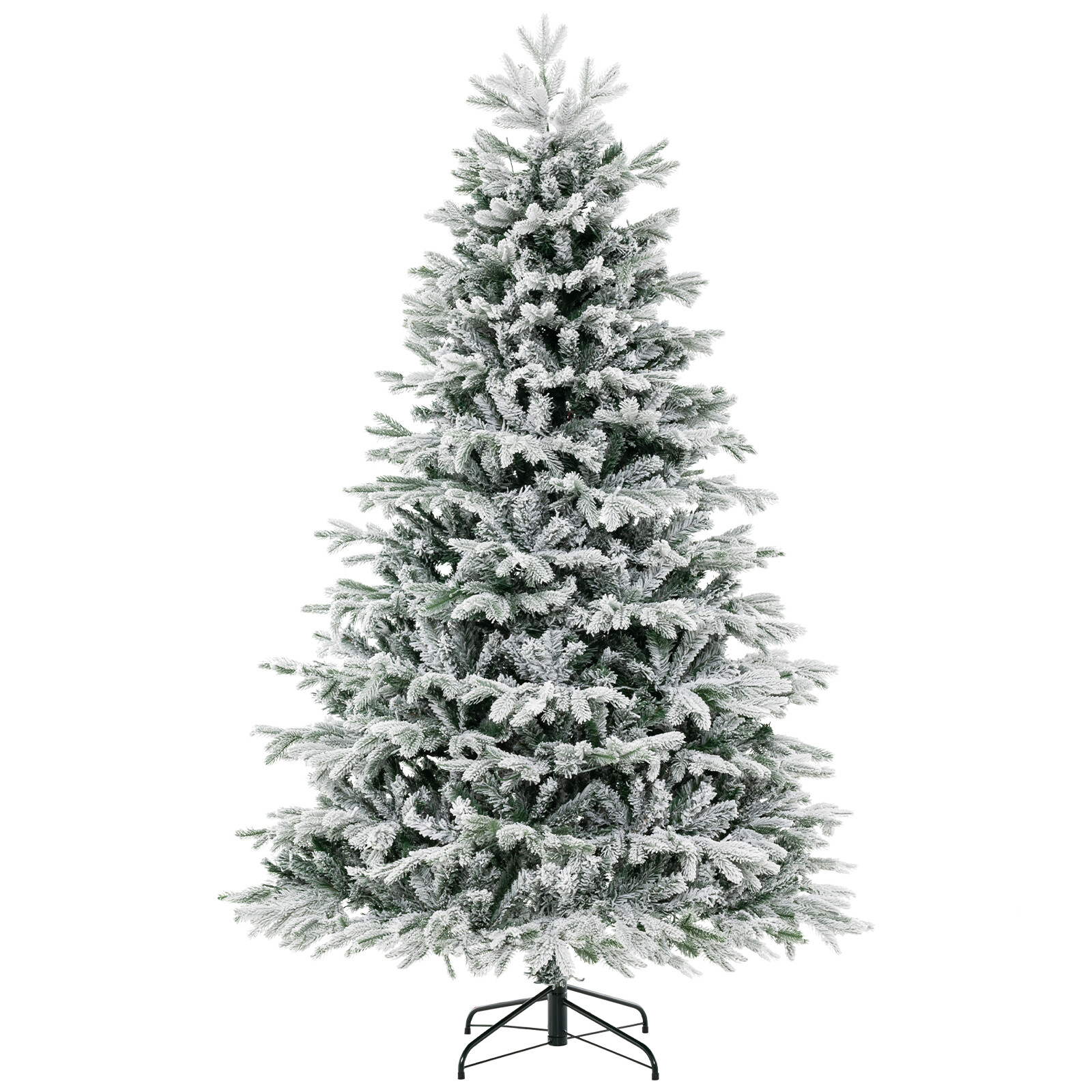 210 cm kunstkuusk lume ja valgustava kuusepuuga, millel on 450 sooja valget LED-tuld