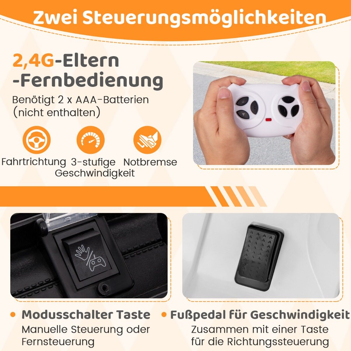 Laste elektriauto 2,4 G puldi ja USB ning valguse ja muusikaga, 12 V lasteauto, Jeep, valge