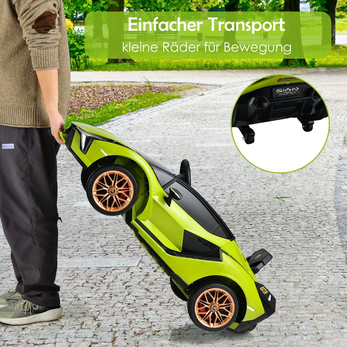 12 V Lamborghini laste elektriauto 2.4 G puldiga lasteauto 3-5km/h MP3-ga roheline